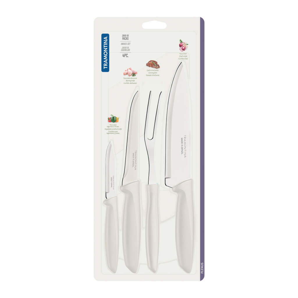Набір ножів Tramontina Plenus Light Grey 4 шт (23498/331) - зображення 3