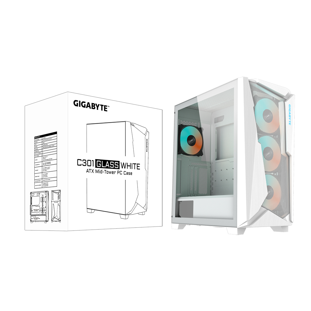 Корпус GIGABYTE C301 GLASS WHITE - зображення 8