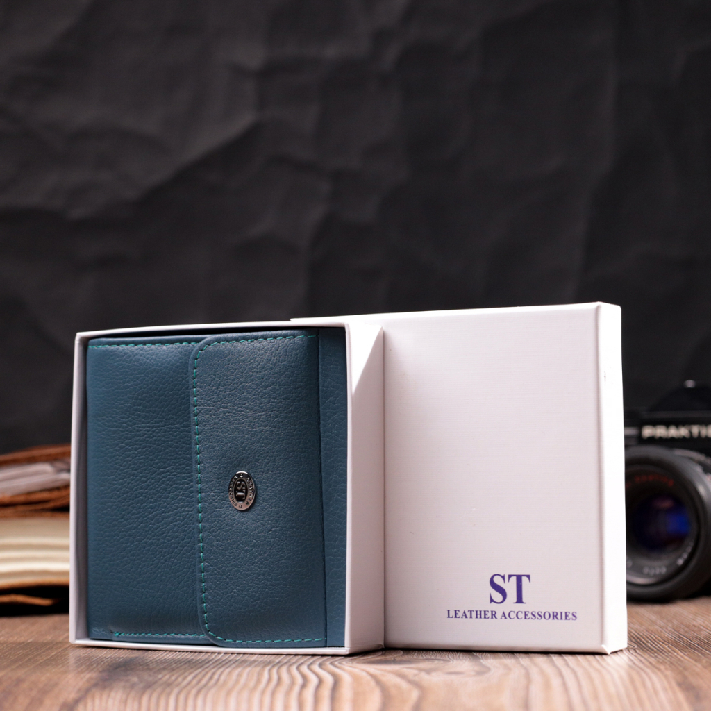 Гаманець ST Leather З натуральної шкіри Бірюзовий (19497) - зображення 10