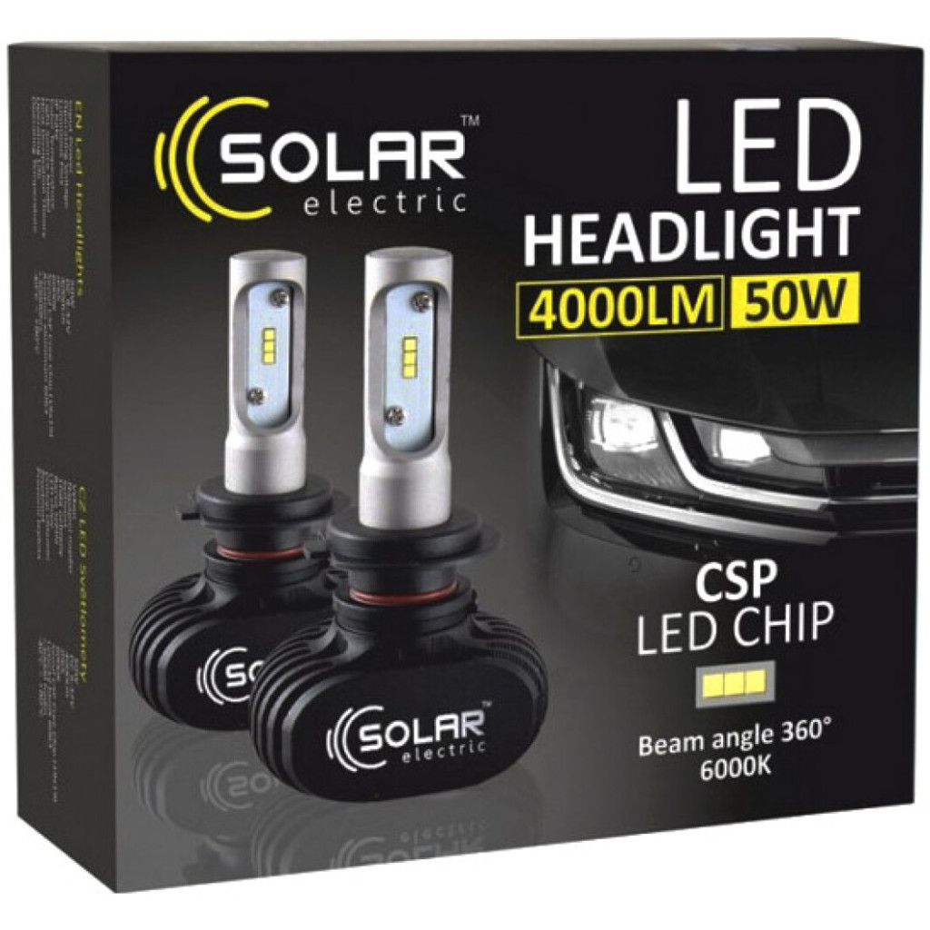 Автолампа SOLAR H4 12/24V 6000K 4000Lm 50W Seoul CSP (8104) - зображення 2