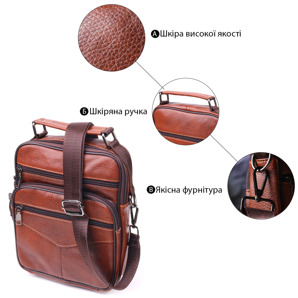 Сумка Vintage З ручкою шкіряна Руда (21277) - зображення 4