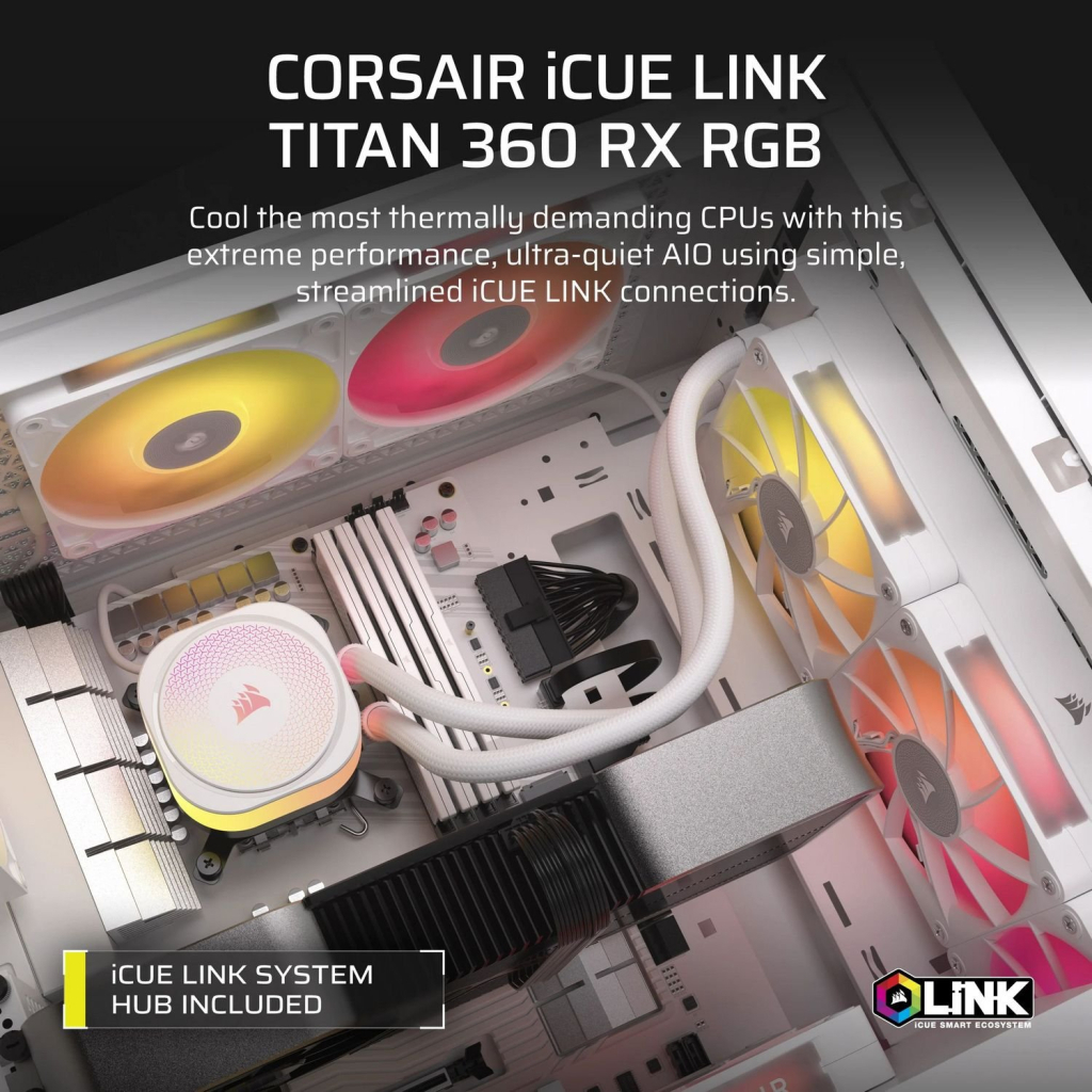 Система рідинного охолодження Corsair iCUE LINK TITAN 360 RX RGB White (CW-9061021-WW) - зображення 6