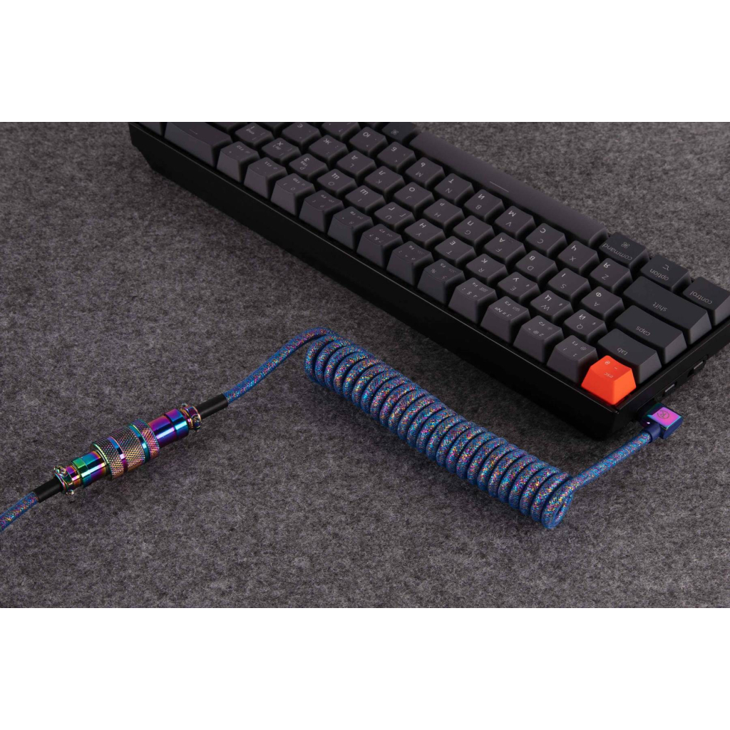 Дата кабель USB-C + USB A to USB-C 1.08m Premium Coiled Aviator blue Keychron (CAB8_KEYCHRON) - зображення 5