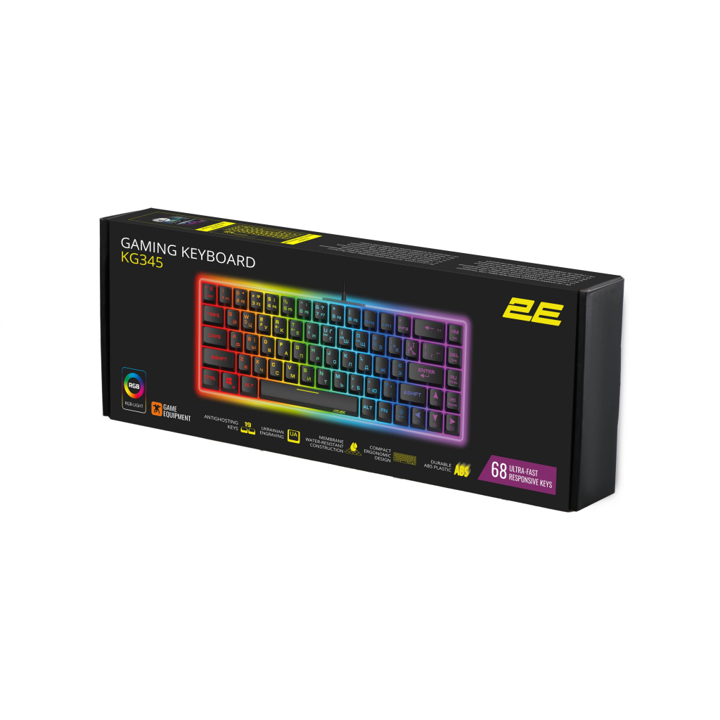 Клавіатура 2E Gaming KG345 RGB 68key USB UA Transparent (2E-KG345TR) - зображення 4