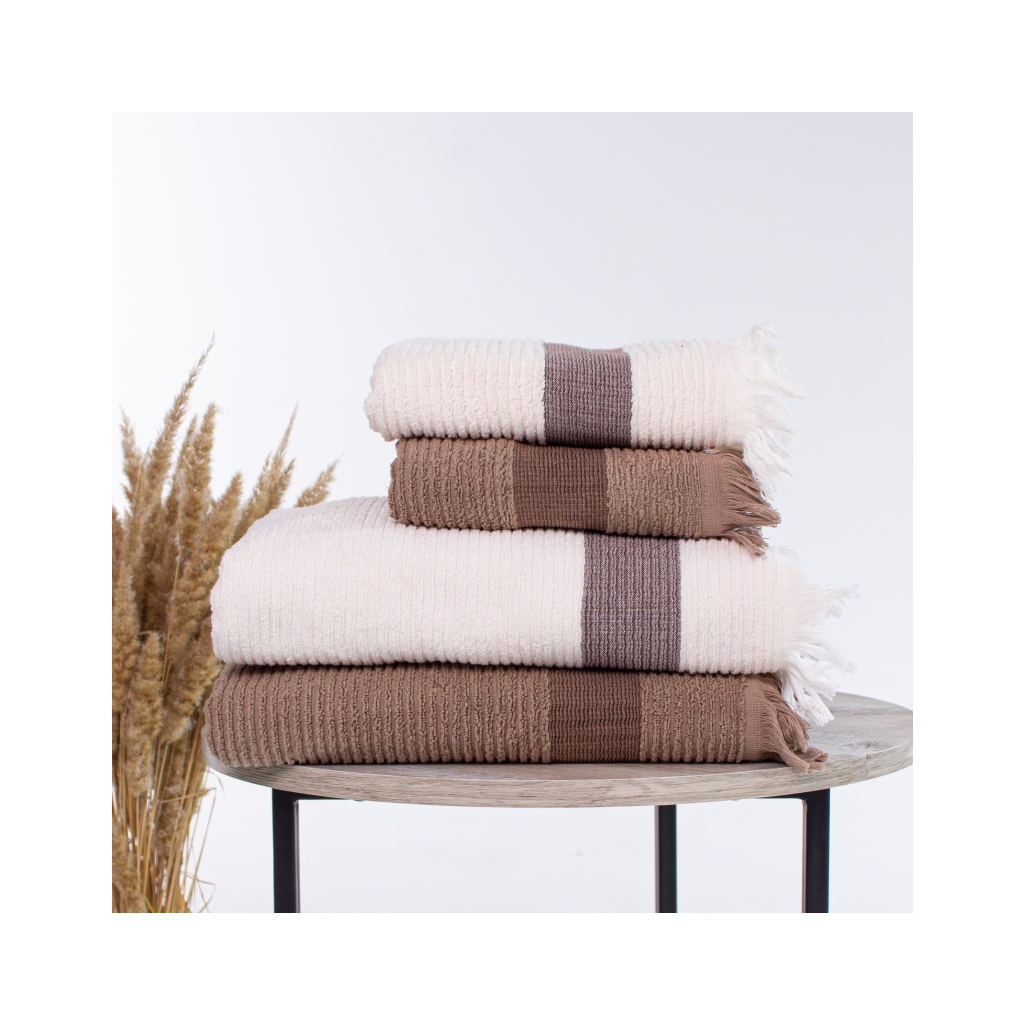 Рушник MirSon Набір лазневих №114 Elite Luxury Coffee with Milk 4 шт (2200005613382) - зображення 1