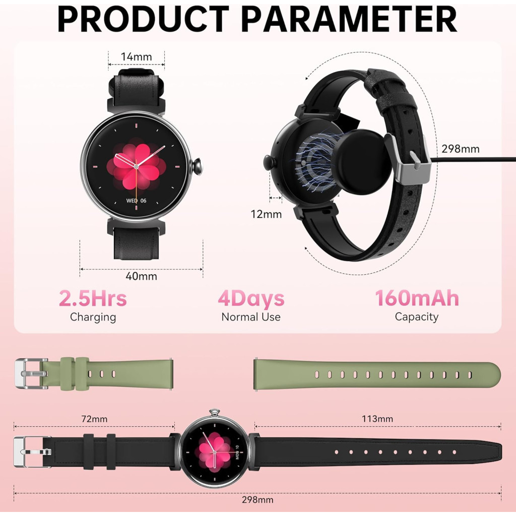 Смарт-годинник OUKITEL BT30 Black with black and green belt (6931940742269) - зображення 6