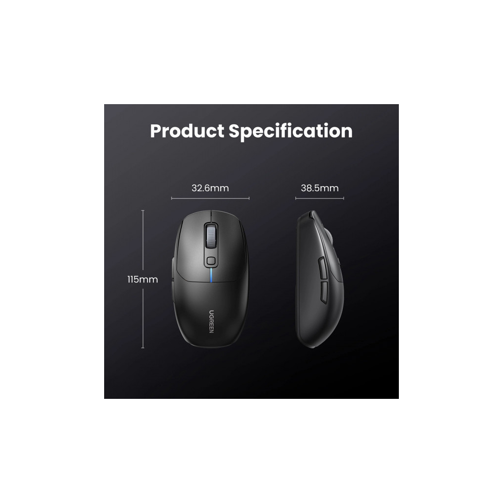 Мишка Ugreen MU103 Wireless/Bluetooth Black (90539) - зображення 7