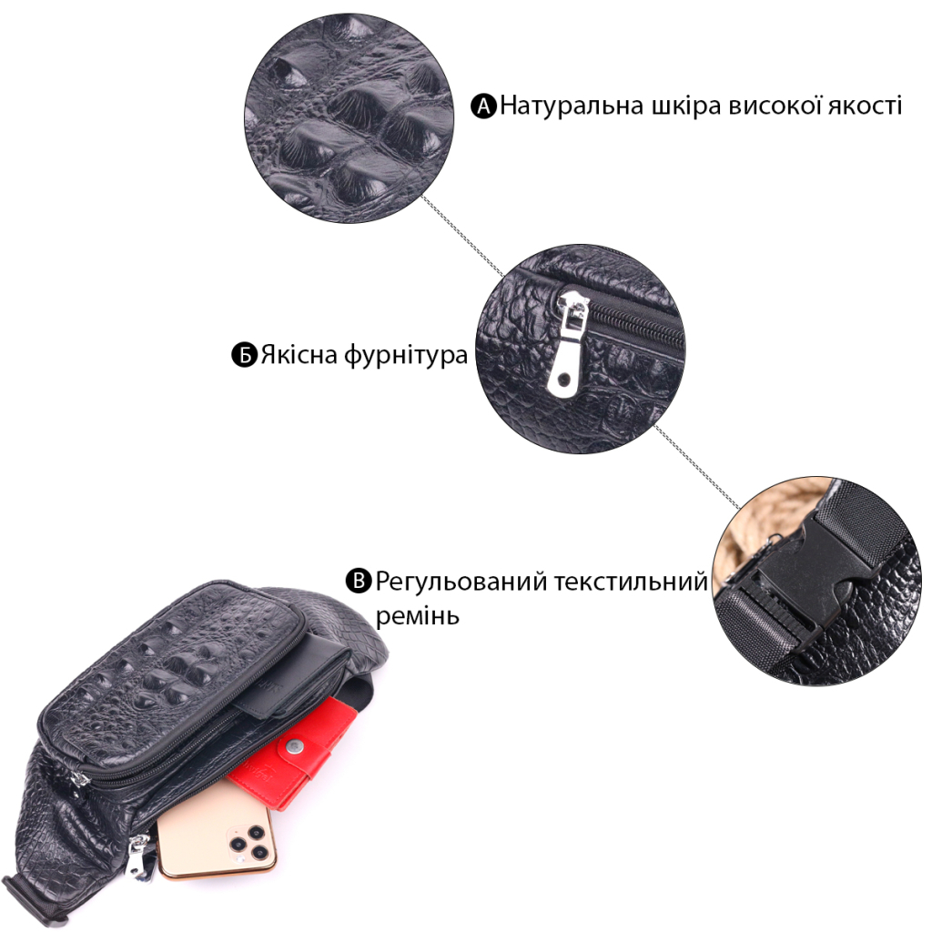 Сумка Vintage З натуральної шкіри Чорна (21297) - зображення 4