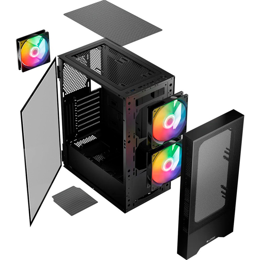 Корпус Logic concept ARYA MESH+GLASS ARGB fans 2x140mm+1x120mm BLACK (AT-ARYA-10-000000-0002) - зображення 9