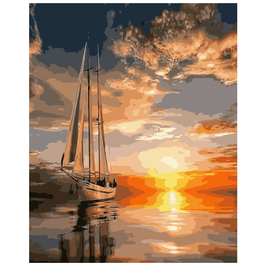 Картина по номерам Strateg Яхта на заході сонця VA-1189 40х50 см (4820220566935) - зображення 1