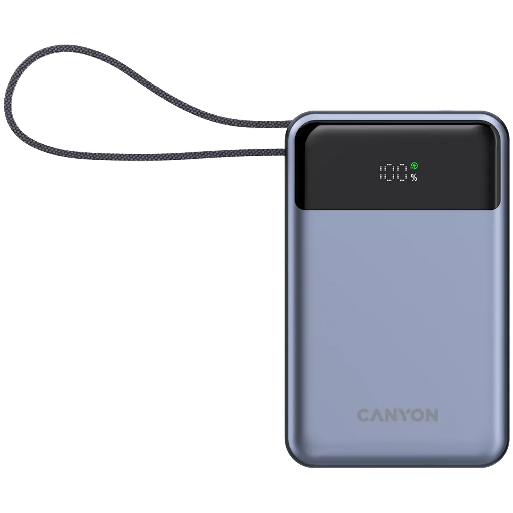 Батарея універсальна Canyon 20000mAh OnPower 600 PD/65W built-in cable Dark Grey (CNS-CPB600DG) - зображення 1