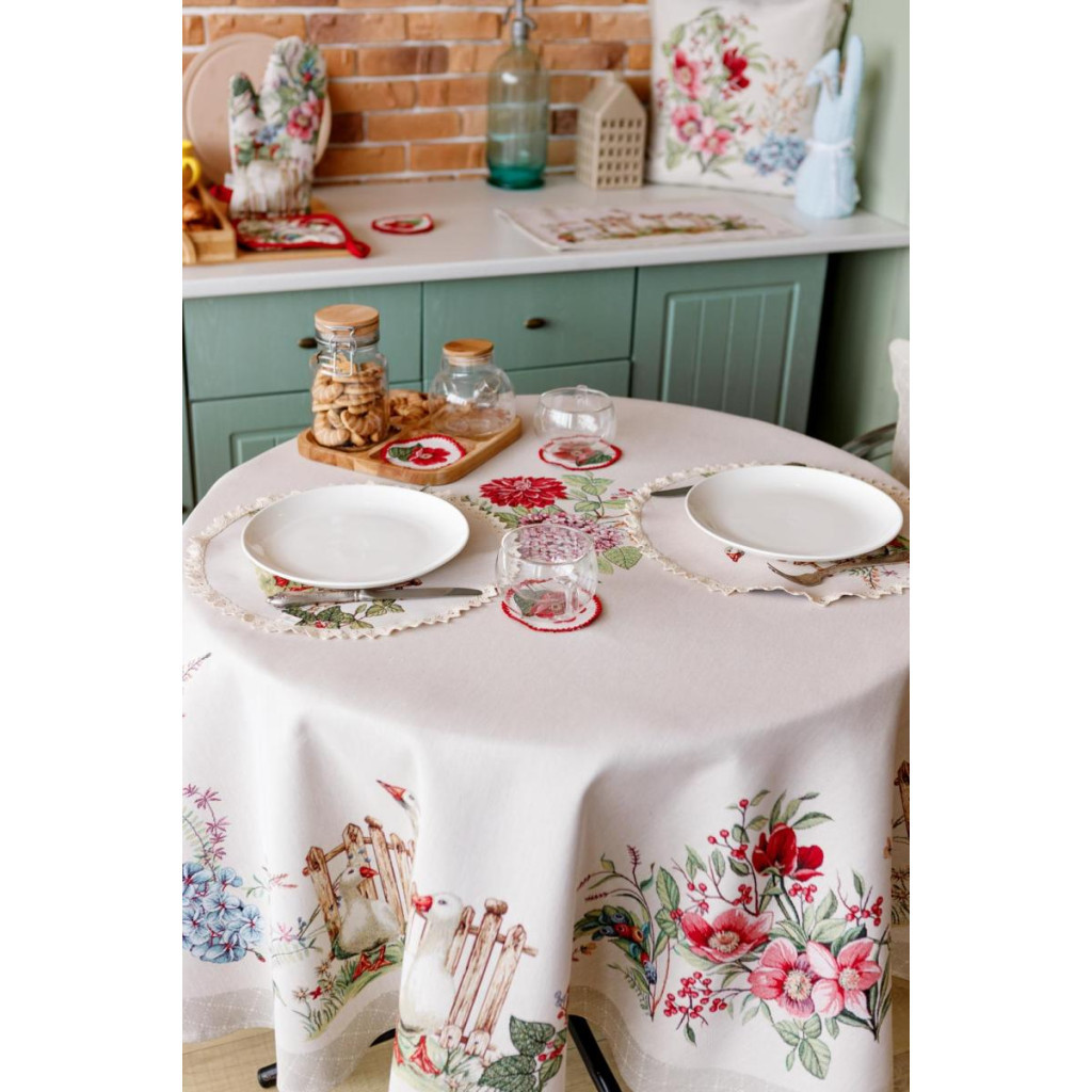 Скатертина Прованс гобеленова Гуси D-136 см (034129) - зображення 3