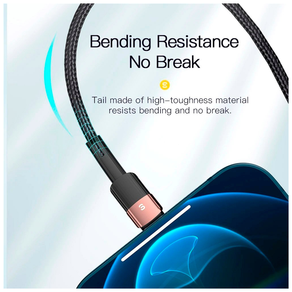 Дата кабель USB 2.0 AM to Lightning 2.0m 2.4A black Essager (EXCL-XCA01) - зображення 7