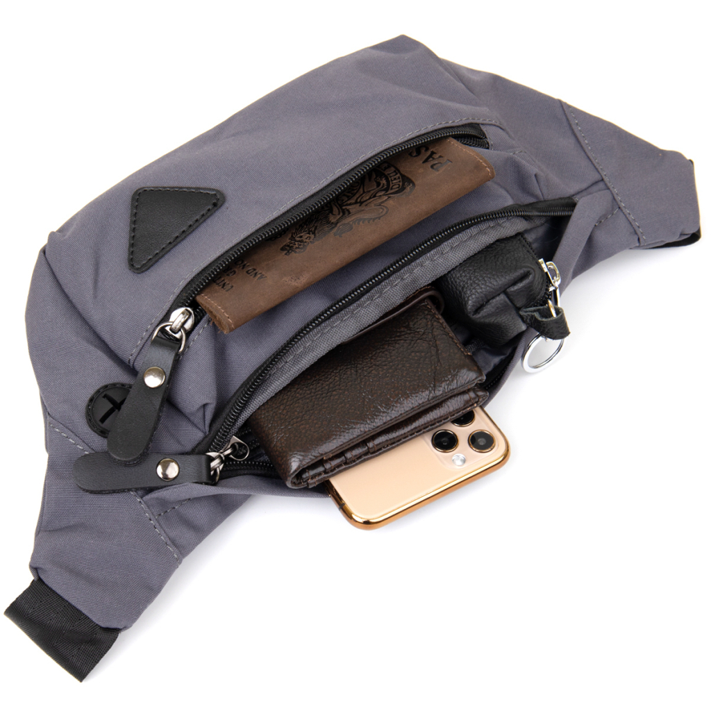 Сумка Vintage Бананка нейлон Сіра (20638) - зображення 7