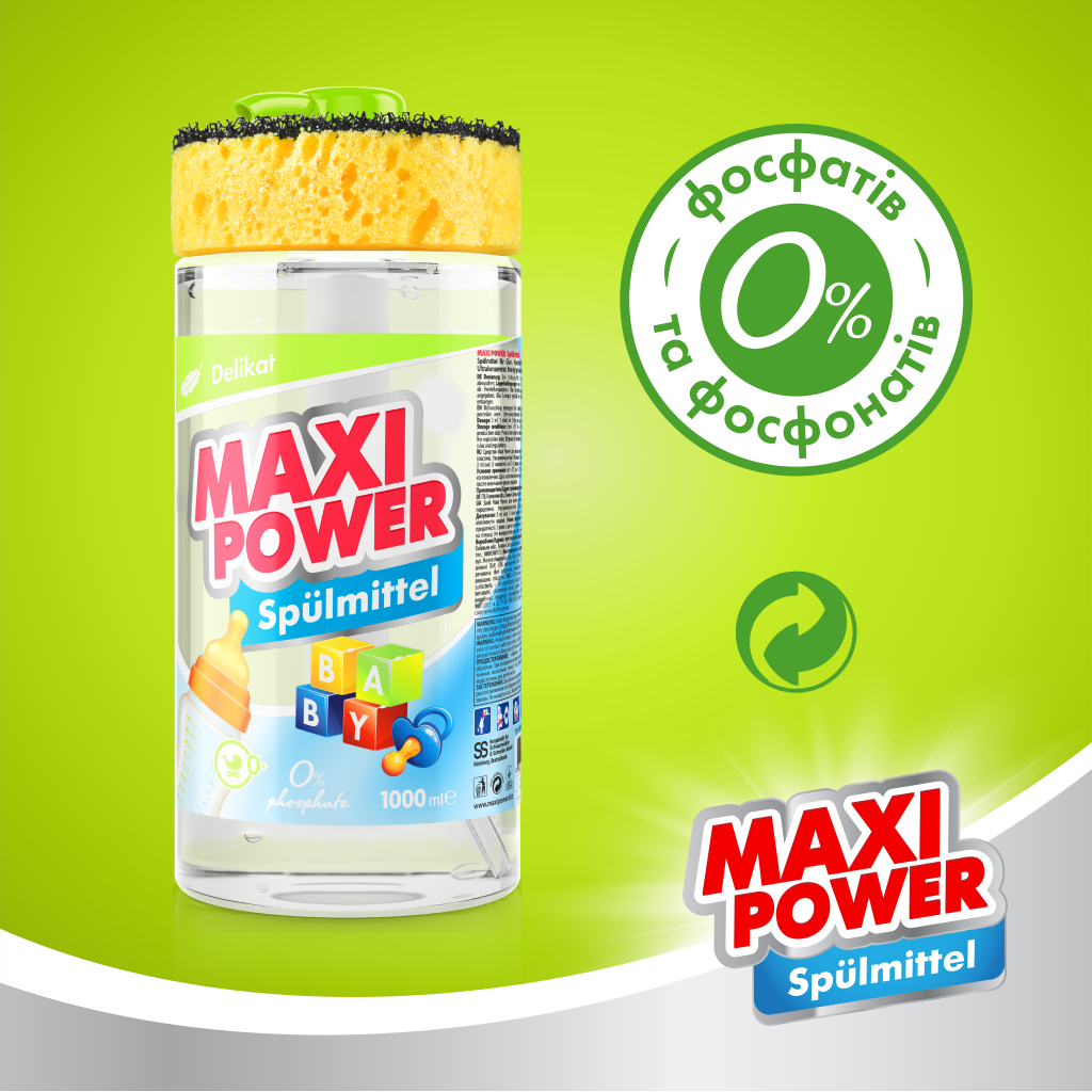 Засіб для ручного миття посуду Maxi Power для дитячого посуду 1000 мл (4823098413387) - зображення 6