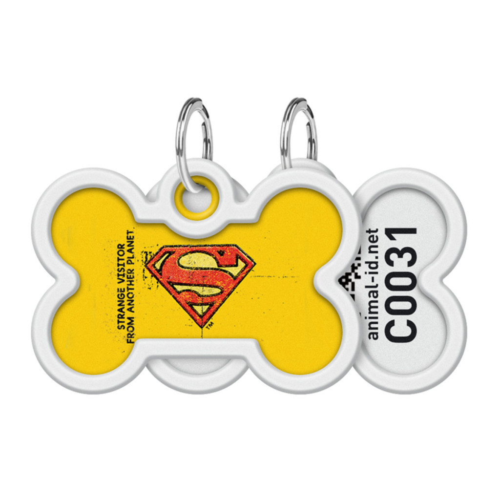Адресник для тварин WAUDOG Smart ID з QR паспортом "Супермен вінтаж" кістка 40х28 мм (0640-1011) - изображение 1