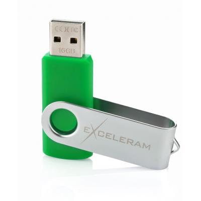 USB флеш накопичувач eXceleram 16GB P1 Series Silver/Green USB 2.0 (EXP1U2SIGR16) - зображення 3