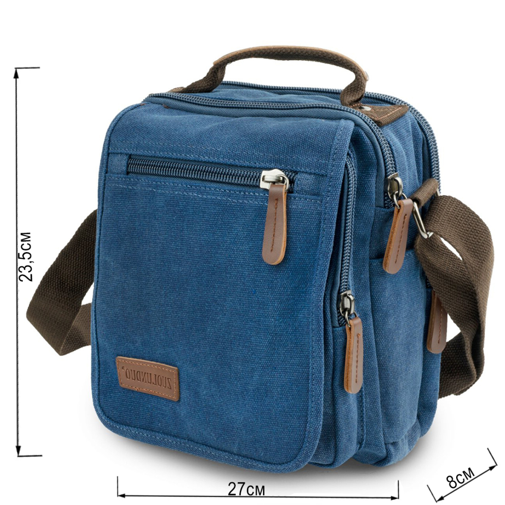 Сумка Vintage Текстильна чоловіча на два відділення Синя (20201) - зображення 3