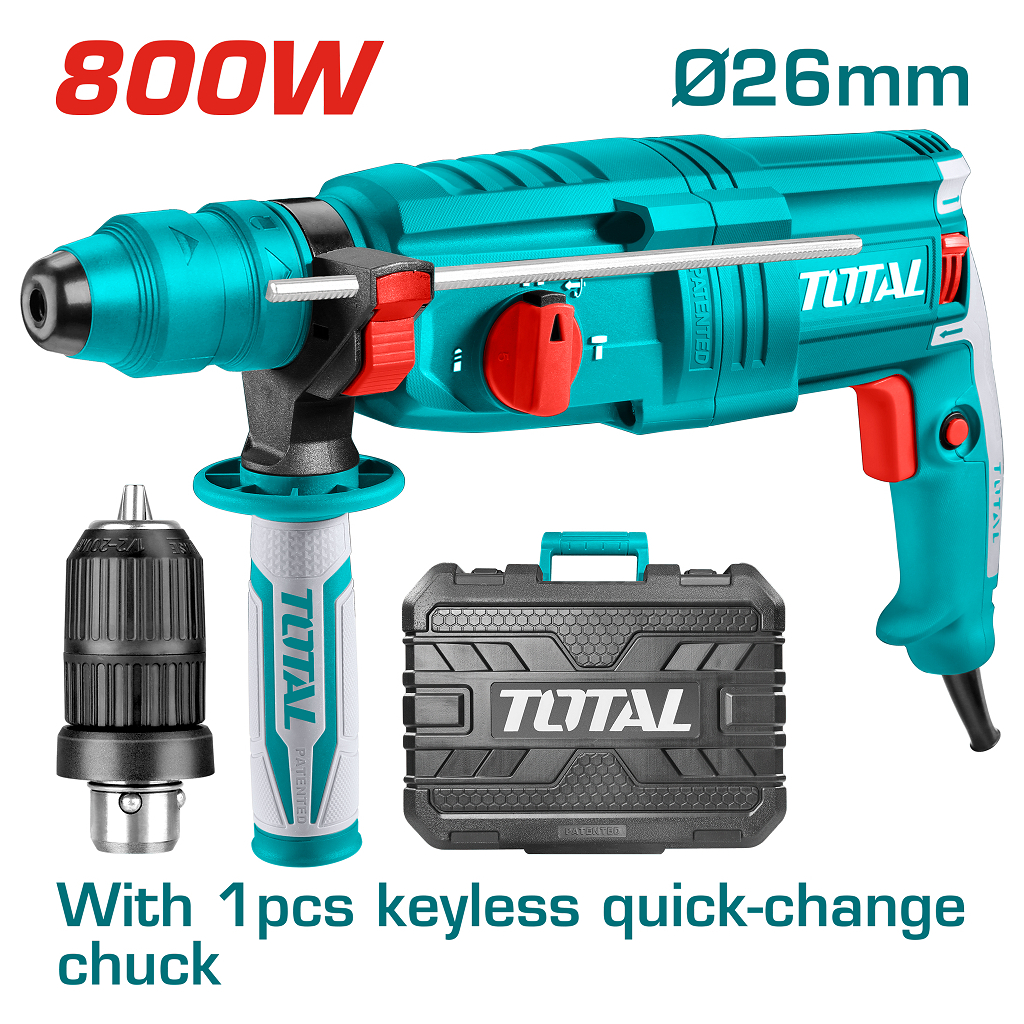 Перфоратор Total TH308268-2 SDS-Plus, 800Вт, 0-4000об/мхв + патрон (TH308268-2) - изображение 5