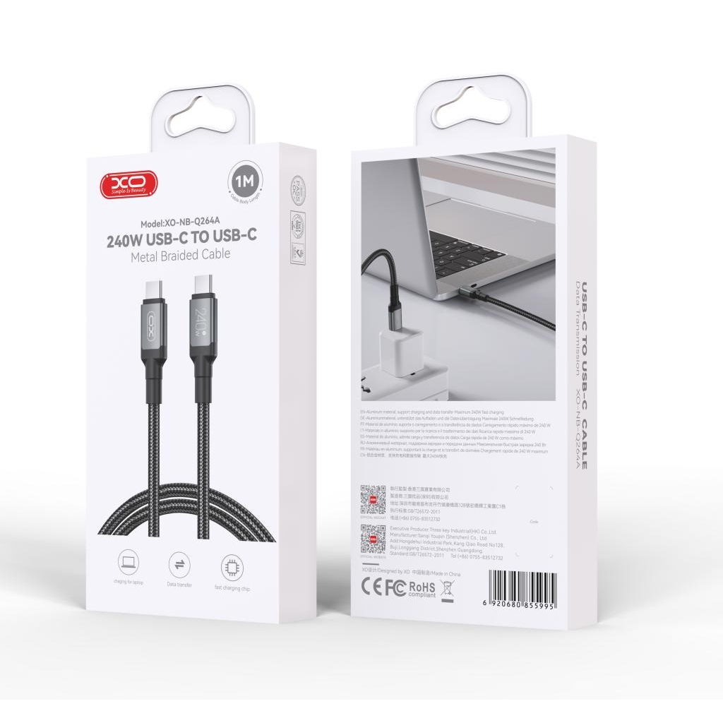 Дата кабель USB-C to USB-C 1.0m 240W black XO (NBQ264A_С_Black) - зображення 8