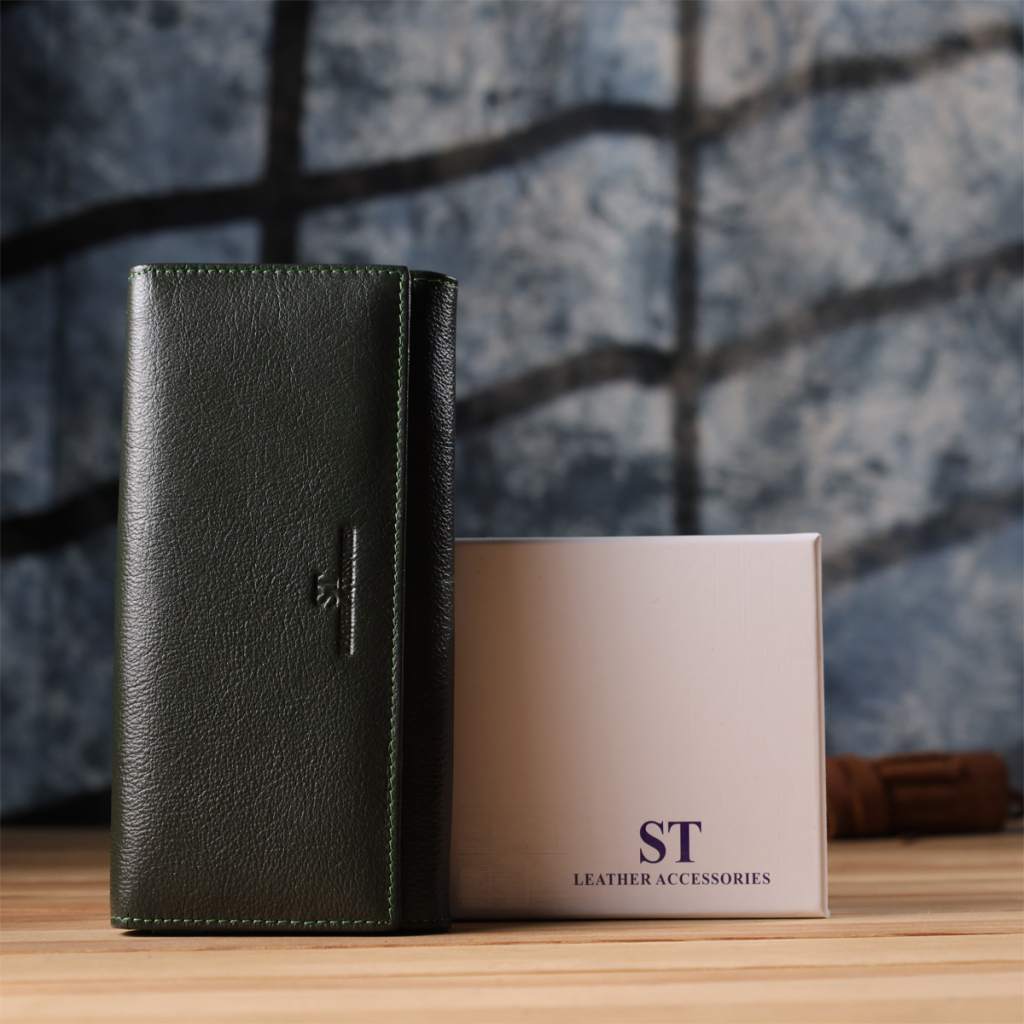 Гаманець ST Leather З натуральної шкіри Зелений (23066) - изображение 12