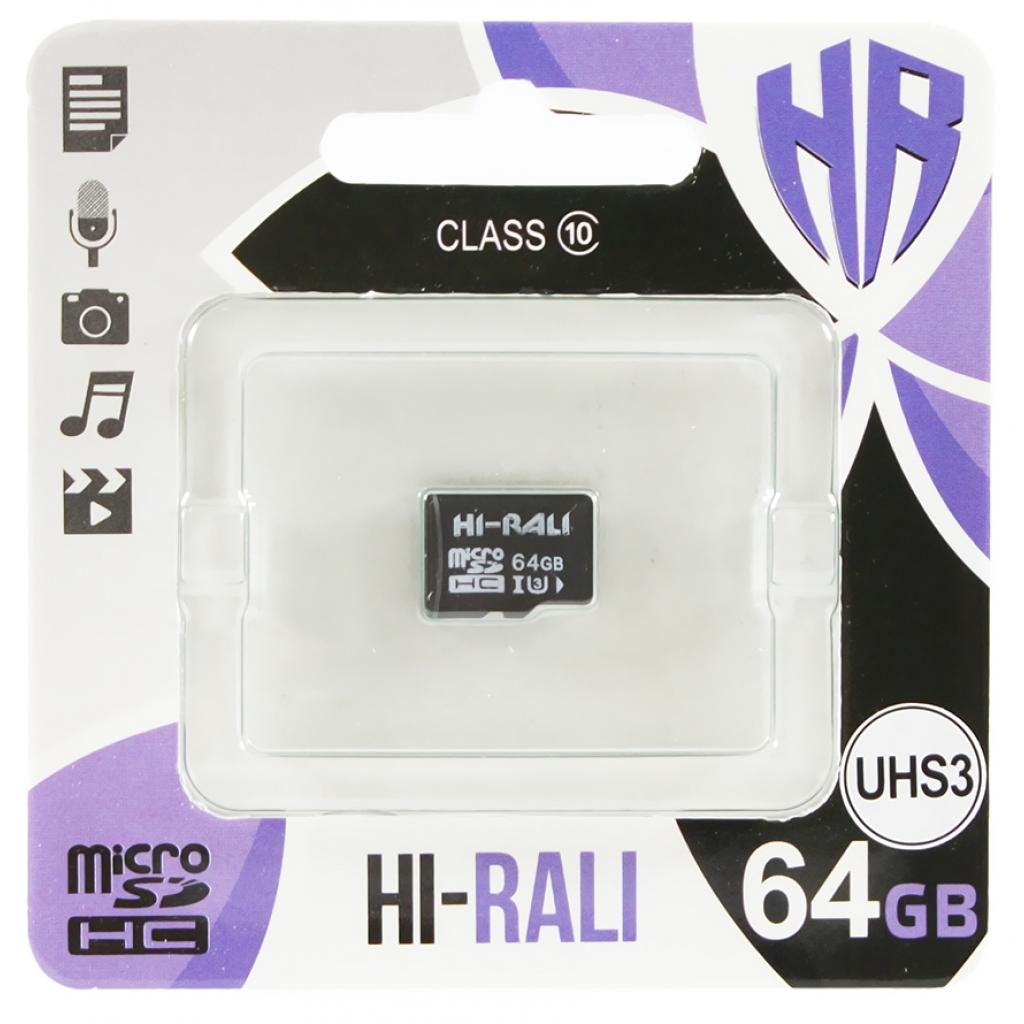 Карта пам'яті Hi-Rali 64GB microSD class10 UHS-I U3 (HI-64GBSDU3CL10-00) - зображення 1