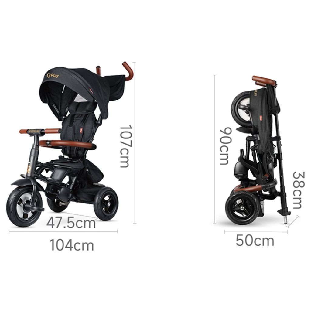 Дитячий велосипед QPlay Rito Deluxe Складаний Триколісний Black (S380-17RitoDeluxeBlack) - зображення 2