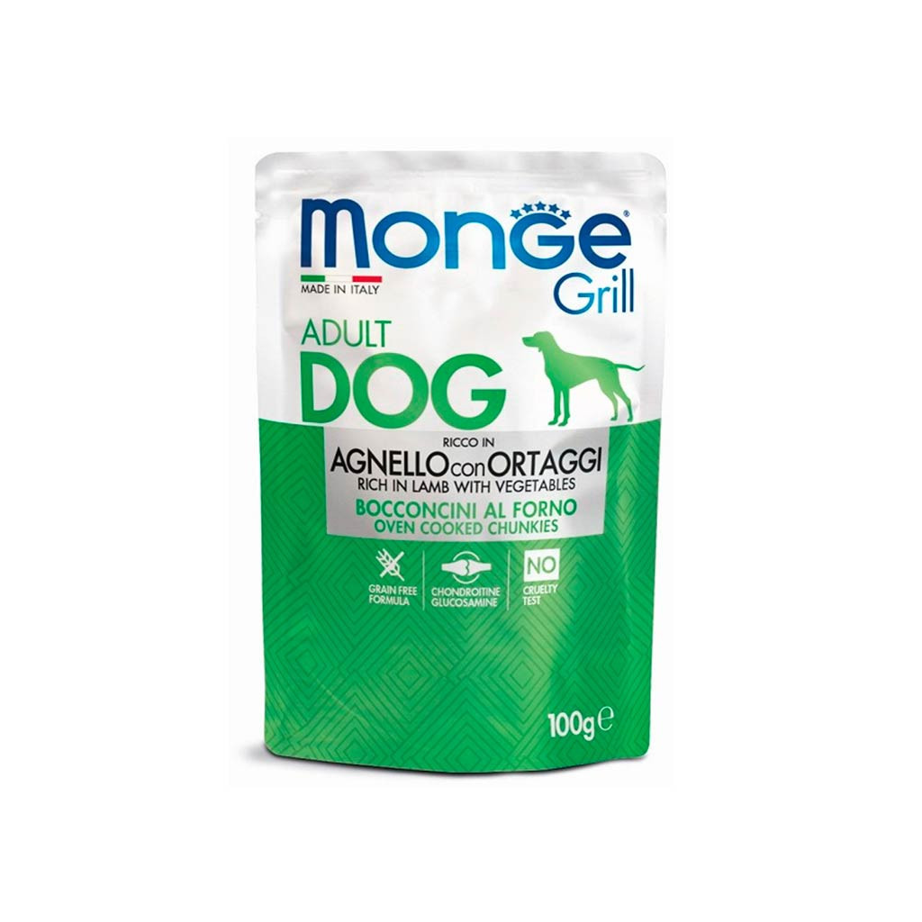 Вологий корм для собак Monge Dog Grill з ягням та овочами 100 г (8009470013161) - зображення 1