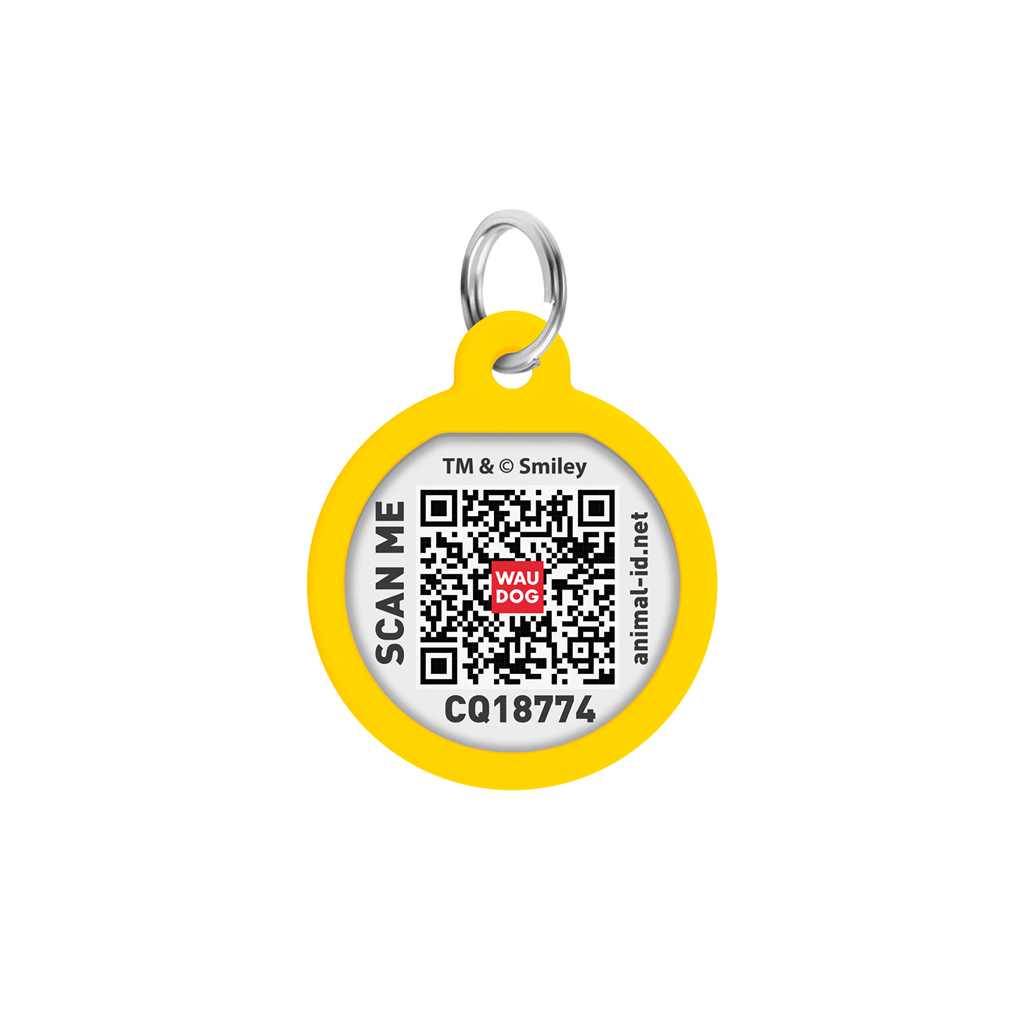 Адресник для тварин WAUDOG Smart ID з QR паспортом "Смайли на блакитному", коло 25 мм (225-0182) - изображение 3