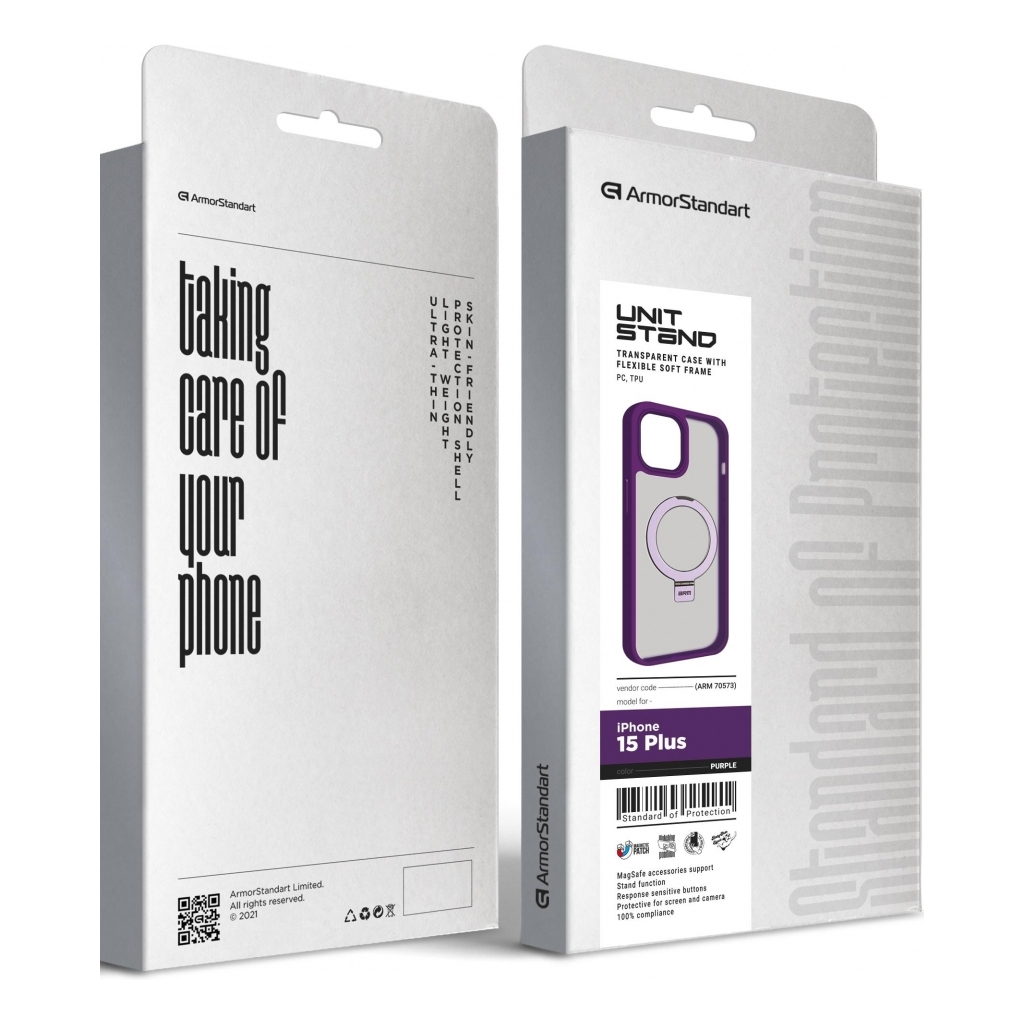 Чохол до мобільного телефона Armorstandart Unit Stand Apple iPhone 15 Plus Purple (ARM70573) - зображення 2