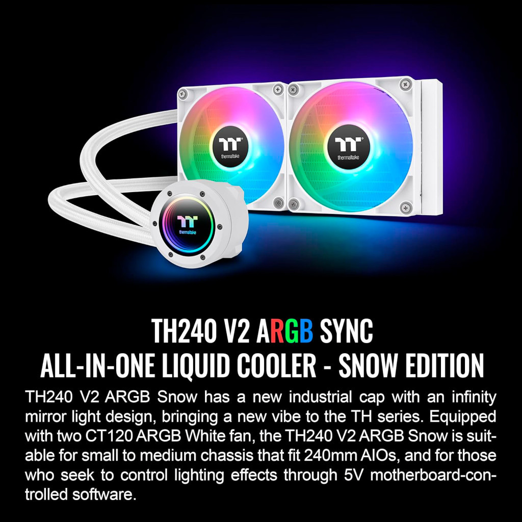 Система рідинного охолодження ThermalTake TH240 V2 ARGB Sync Snow Edition (CL-W364-PL12SW-A) - изображение 9
