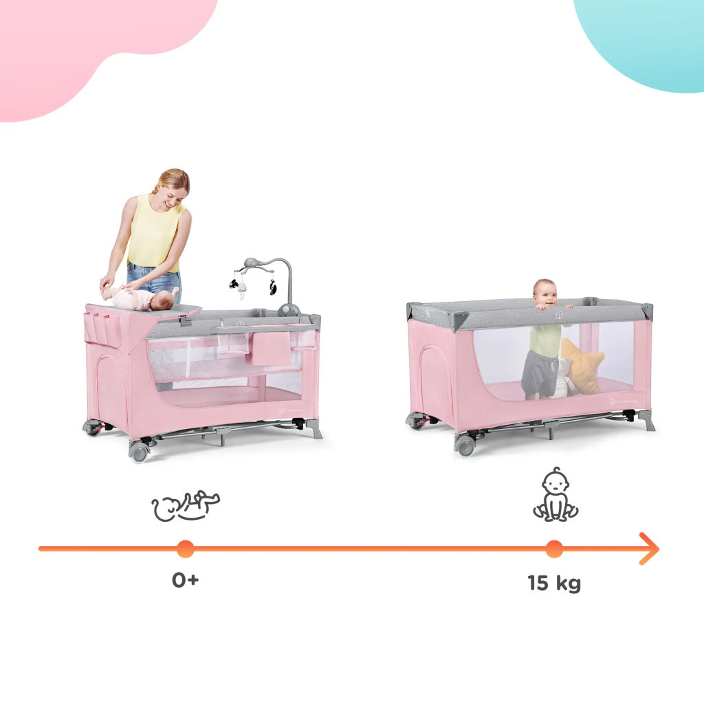 Ліжечко Kinderkraft манеж з пеленатором Leody Pink (5902533917945) - зображення 8
