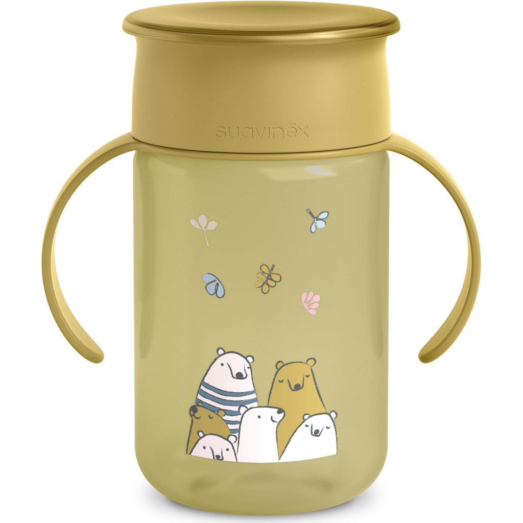 Поїльник-непроливайка Suavinex Bear Family 340 мл, +12 міс. жовта (402648) - зображення 1