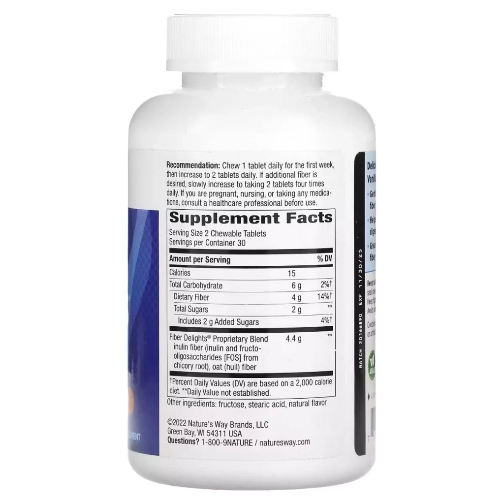 Вітамін Nature's Way Клітковина, смак ванілі, Fiber Delights, 60 жувальних таблеток (NWY-07526) - зображення 2