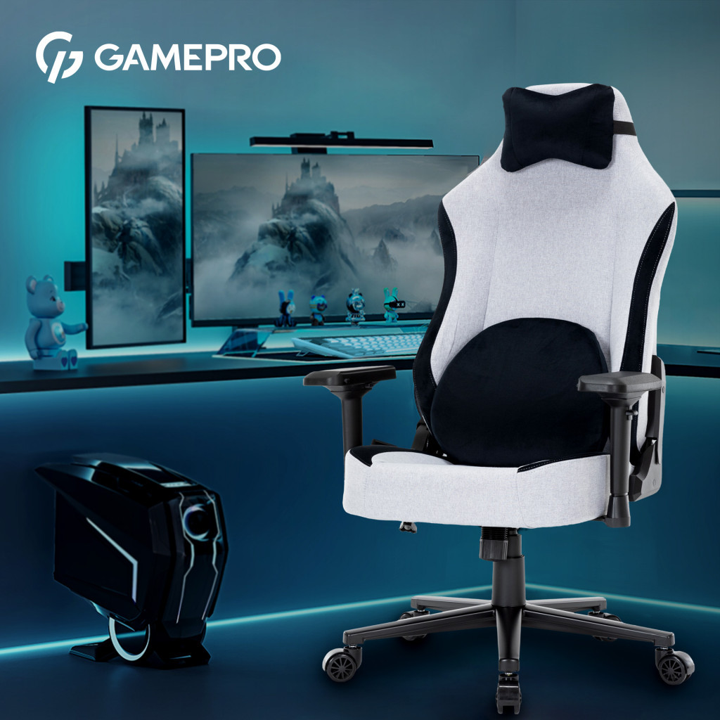 Крісло ігрове GamePro GC715LG Linen fabric Light grey (GC715LG) - зображення 9
