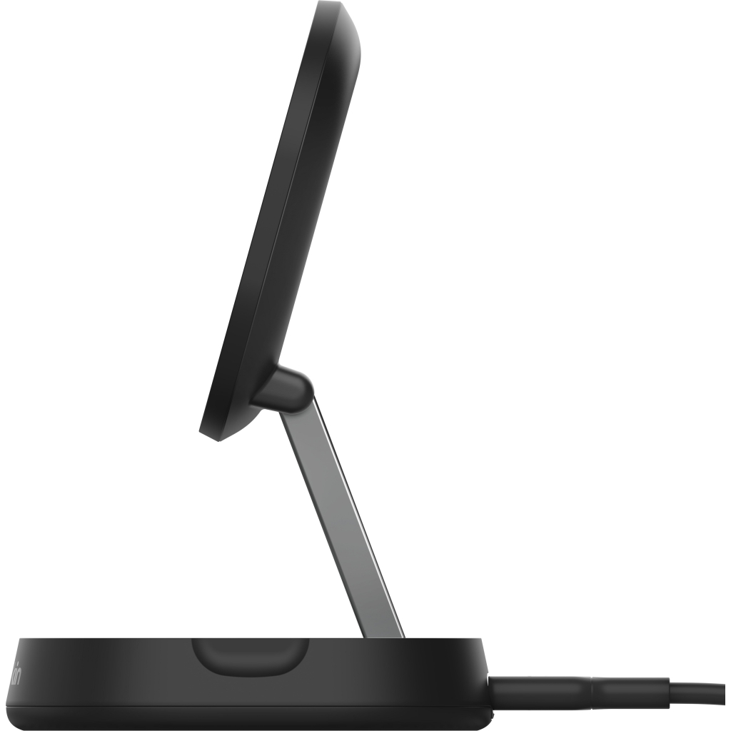 Зарядний пристрій Belkin 15W Magnetic Stand Qi2 20W adapter USB-C black (WIA008VFBK) - зображення 2