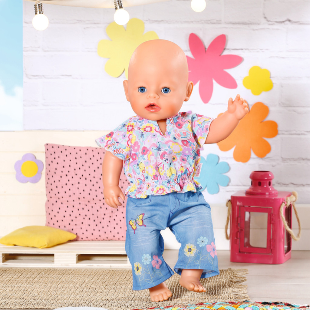 Аксесуар до ляльки Zapf Одяг для ляльки Baby Born - Квітковий джинс (832677) - зображення 6