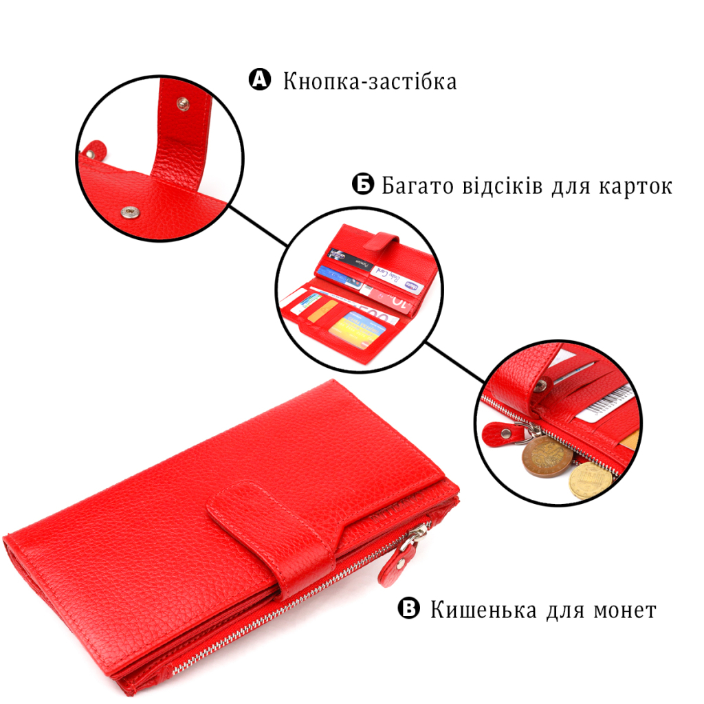 Гаманець Canpellini З натуральної шкіри Червоний (21640) - зображення 4