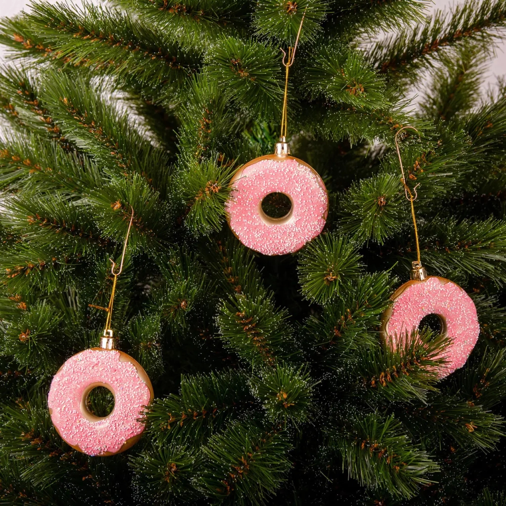Ялинкова іграшка Chomik пластикові Пончики 3 шт, 8см, рожеві (5901292677169_3) - зображення 3