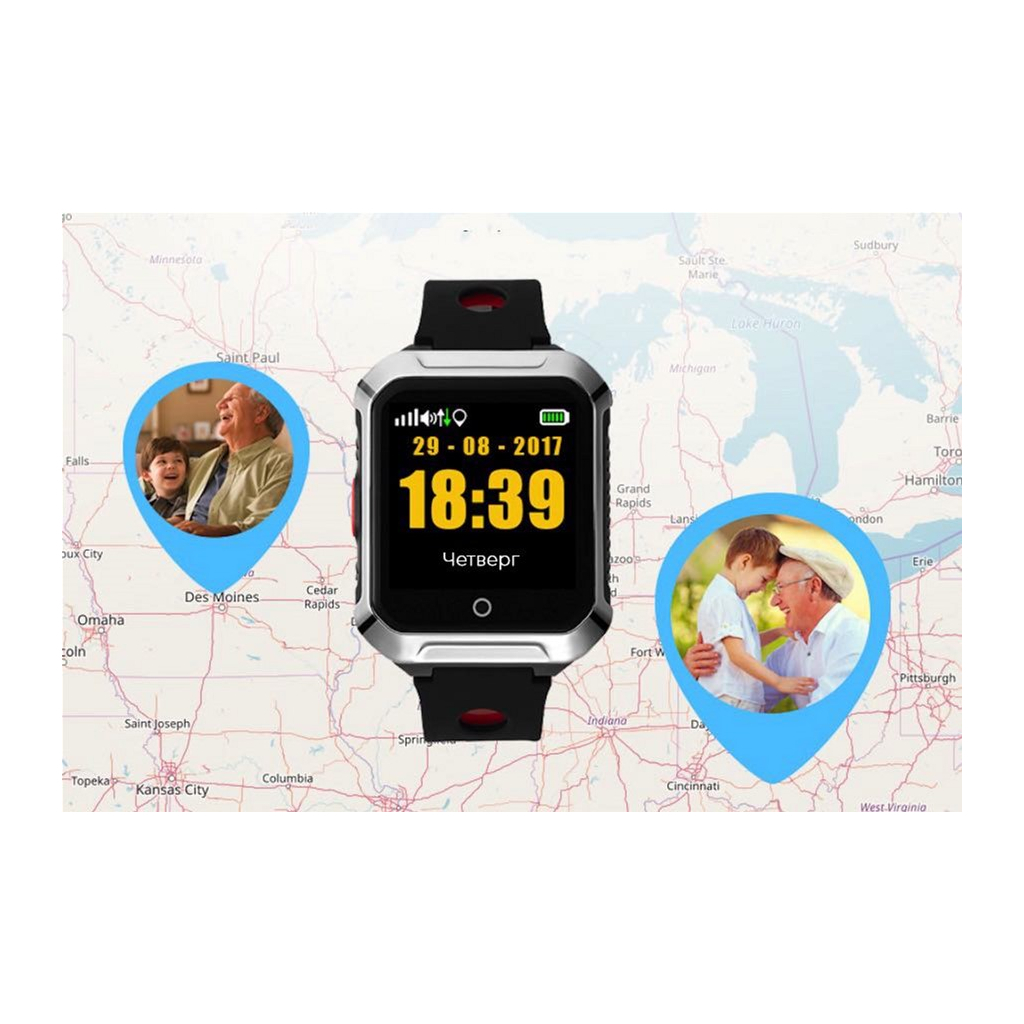 Смарт годинник-телефон GoGPS М02 Black з GPS трекером (M02BK) - зображення 4