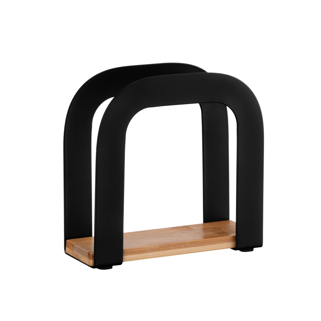 Серветниця Ardesto Midori 12х4.5х12см, метал, бамбук, чорна (AR0911BB) - зображення 1