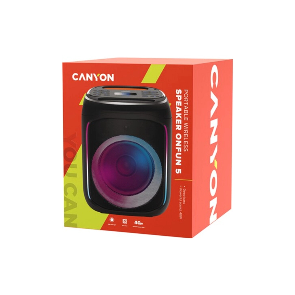 Акустична система Canyon OnFun 5 Partybox 40W RGB Black (CNE-PBSP5) - зображення 5