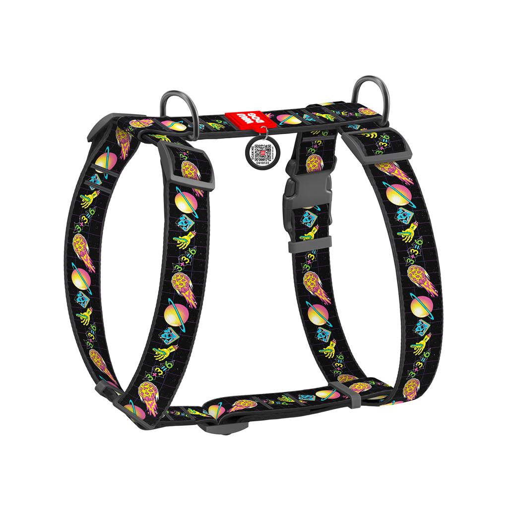 Шлея для собак WAUDOG Nylon анатомічна H-подібна з QR-паспортом "Рік і Морті 3" пластиковий фастекс, XL (323-0282) - зображення 1