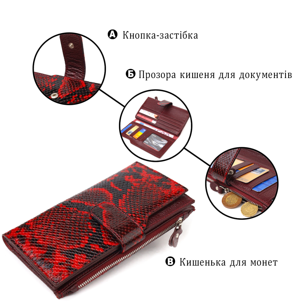 Гаманець Canpellini З натуральної шкіри Різнобарвний (21647) - зображення 4