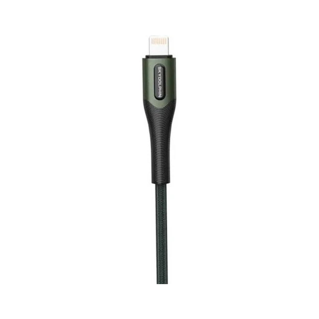 Дата кабель USB 2.0 AM to Lightning 1.0m 3A braided dark green SkyDolphin (USB-000580) - зображення 2