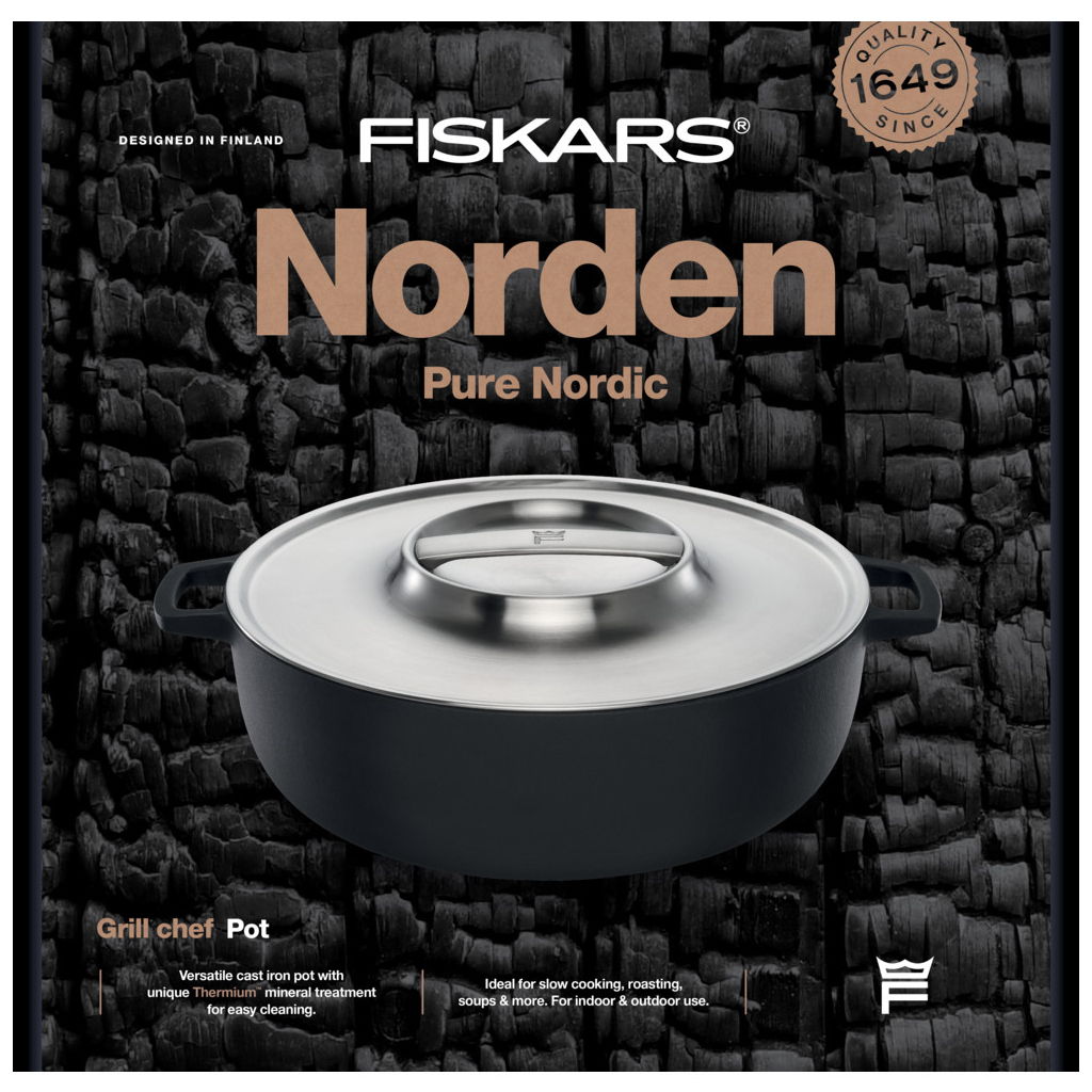 Каструля Fiskars Norden Grill з кришкою чавунна 6 л (1066430) - зображення 8
