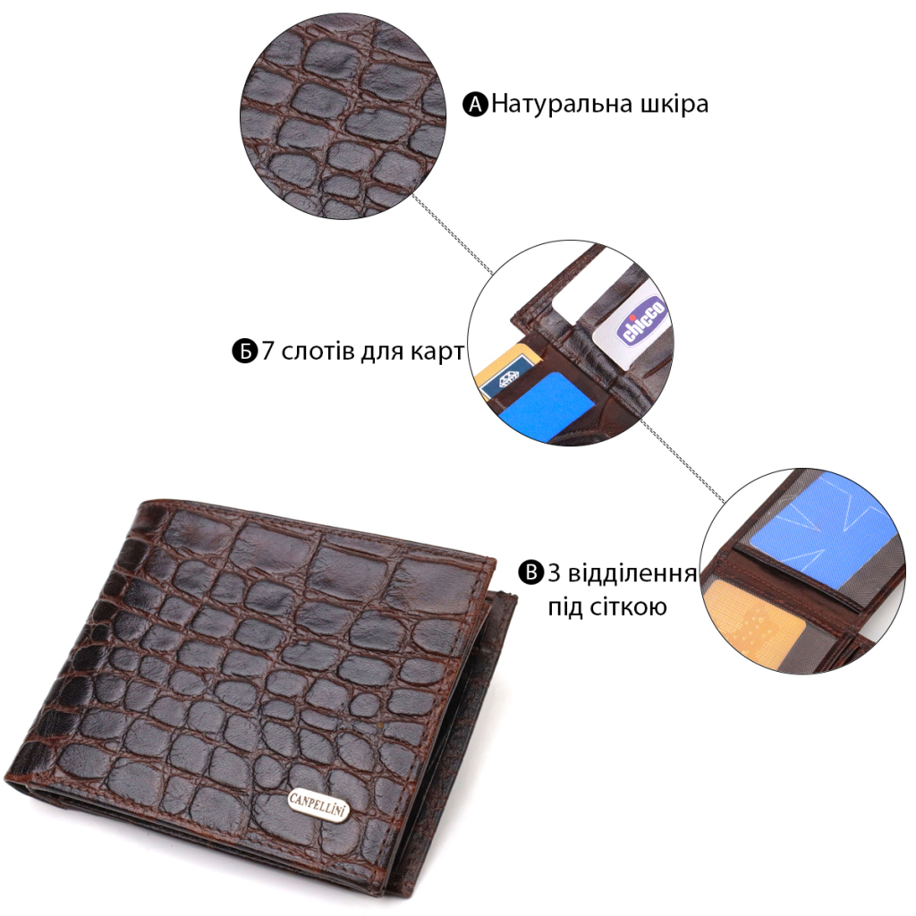 Гаманець Canpellini З натуральної шкіри Коричневий (21865) - зображення 4