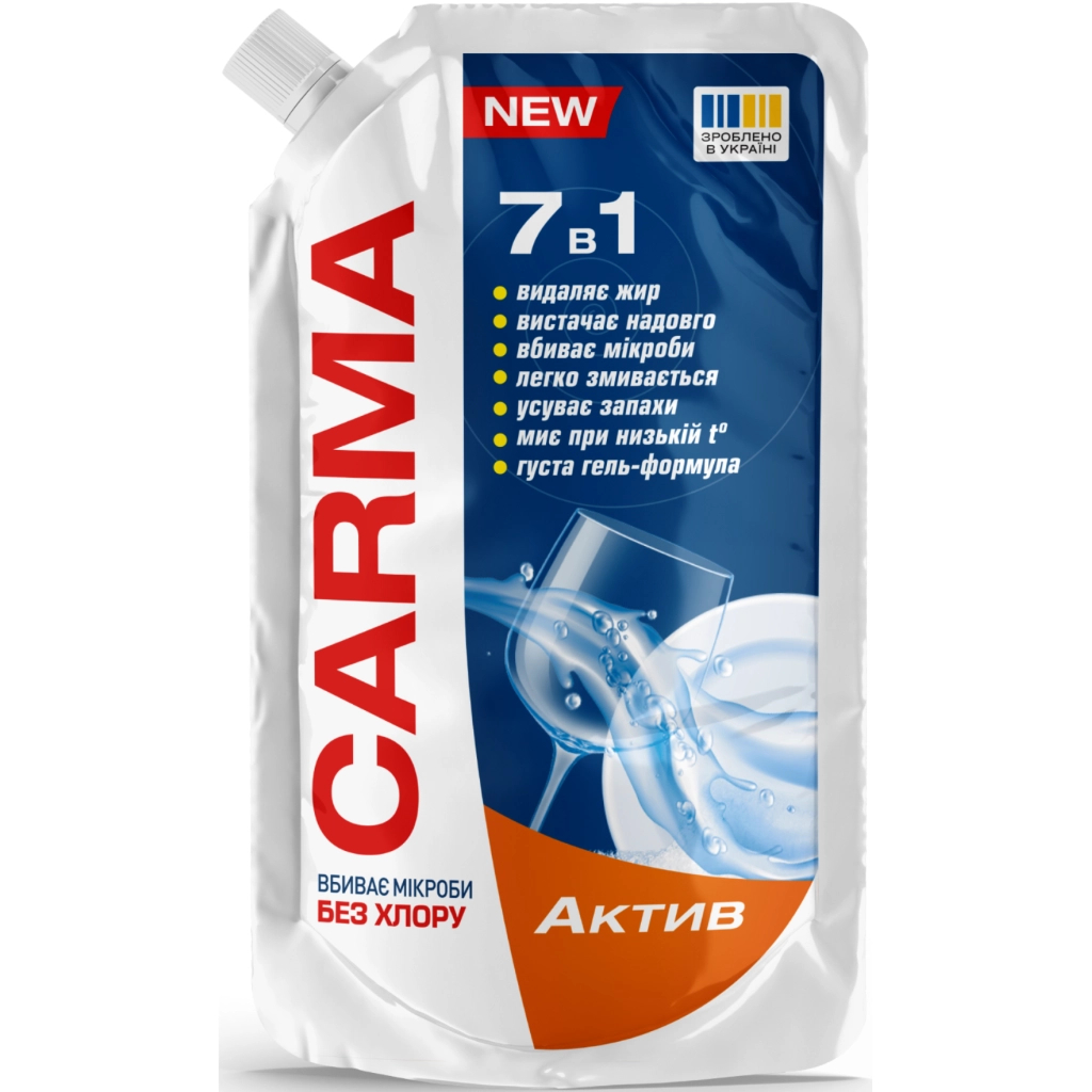 Засіб для ручного миття посуду Carma Актив Дой-пак 450 мл (4820204702281) - зображення 1