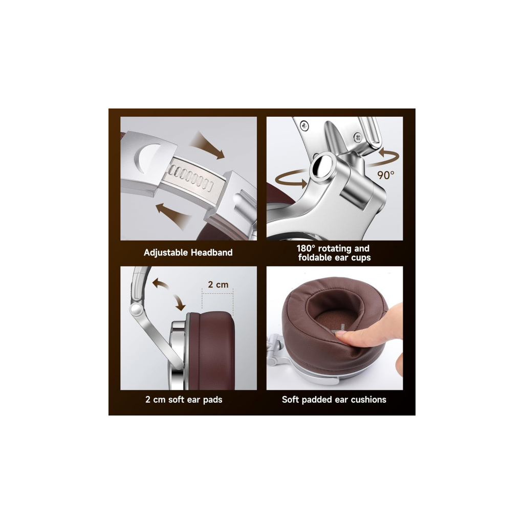 Навушники OneOdio Pro 30 3,5мм/6,35мм Silver (Pro 30 Silver) - зображення 7