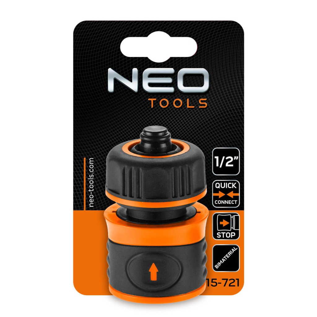 Конектор для шланга Neo Tools для шланга 1/2", з аквастопом, двокомпонентний (15-721) - изображение 7